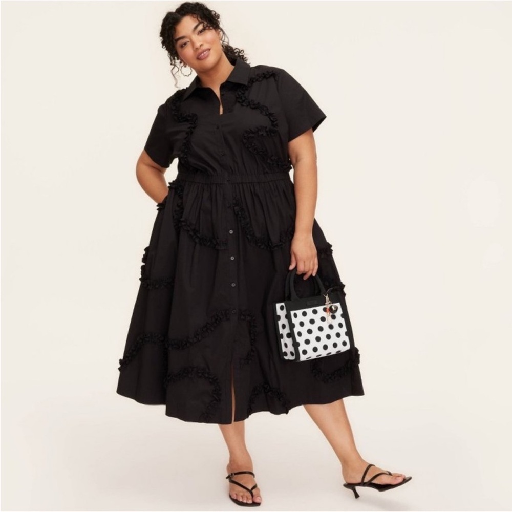 kate spade Black and White Polka Dot Canvas Crossbody Tote - Picture 5 of 10
